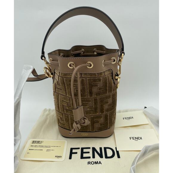 NEW FENDI MON TRESOR VELVET LEATHER BUCKET SHOULDER BAG PURSE AUTHENTIC! - Picture 9 of 11